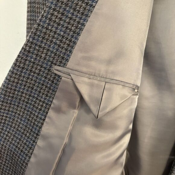 Chaps Woolmark Men’s Grey Blue Tweed 100% Wool 2 Button Blazer Sports Jacket 44L - Picture 6 of 9